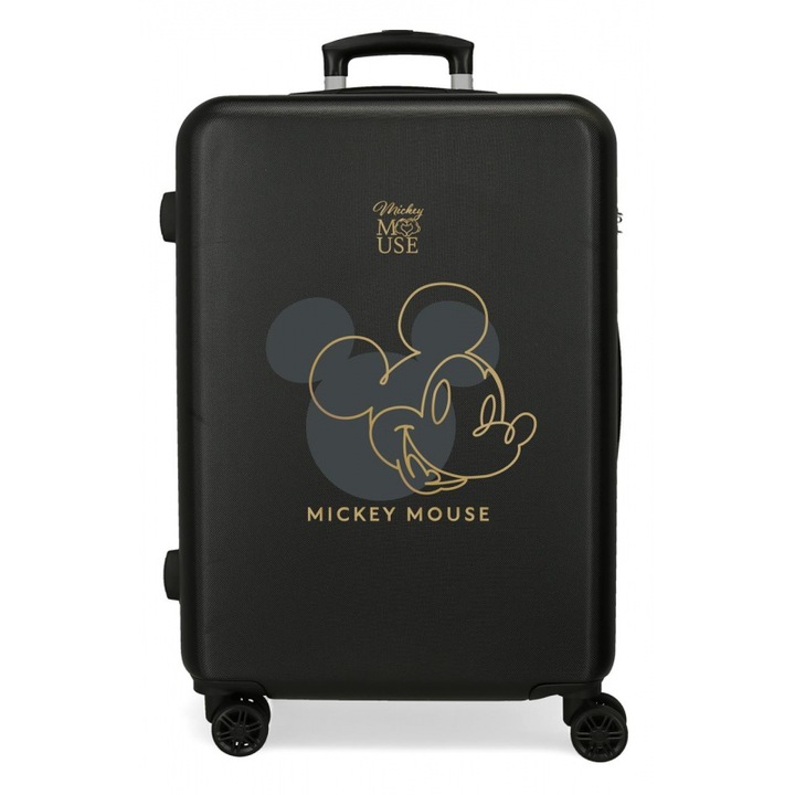 Troler, Joumma Bags, Plastic, Model Mickey Mouse, 65 x 43 x 26 cm, 56 l, Negru/Auriu