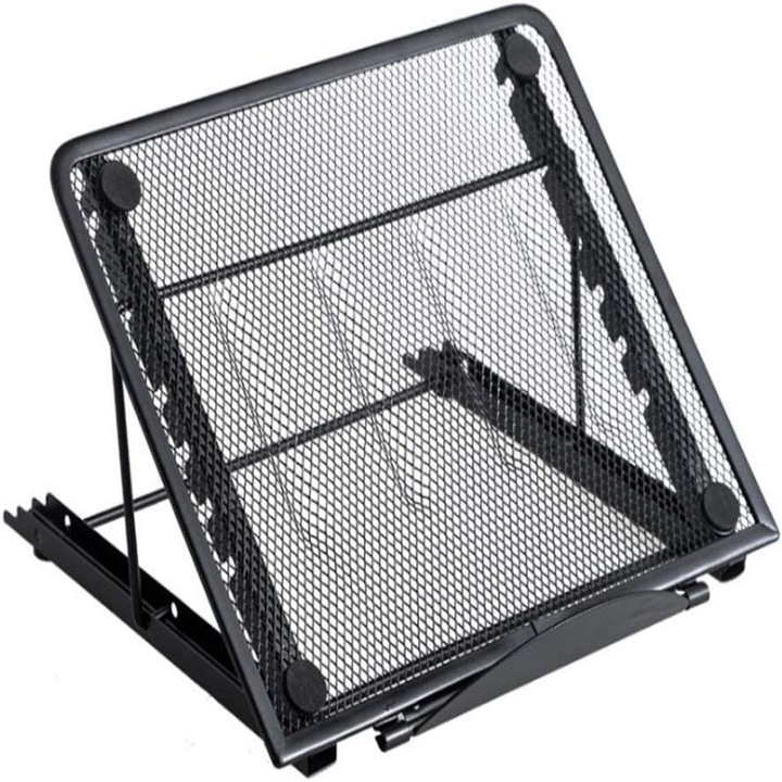 Suport pentru laptop multifunctional, Metal, LED, Negru