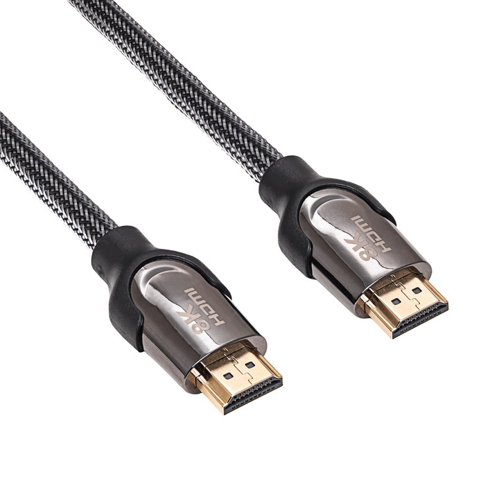 Akyga AK-HD-05S HDMI árnyékolt rézkábel, 48Gb/s 8K@60Hz 4K@120Hz, ver2.1, 0,5m, fekete