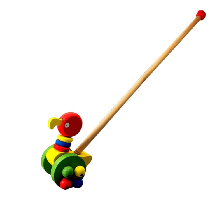 Jucarie de impins pentru copii papagal