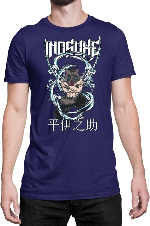 Férfi póló Demon Slayer Kimetsu no Yaiba Inosuke Hashibara 03, Tengerészkék
