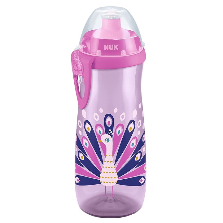 NUK Спортна чаша със система push-pull, Color Change, 36 месеца+, 450 мл, Розово/Лилаво