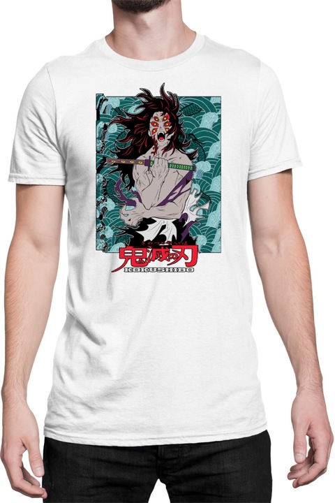 Férfi póló Demon Slayer Kimetsu no Yaiba Kokushibo 01, Fehér