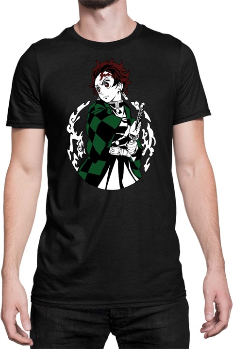 Férfi póló Demon Slayer Kimetsu no Yaiba Tanjiro Kamado 13, Fekete