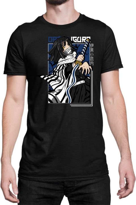 Férfi póló Demon Slayer Kimetsu no Yaiba Tomioka Giyuu 01, Fekete