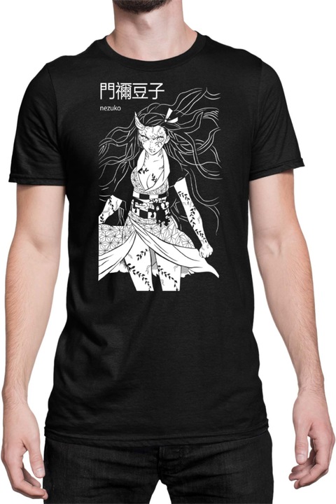 Férfi póló Demon Slayer Kimetsu no Yaiba Nezuko Kamado 11, Fekete