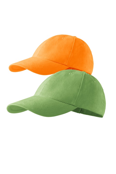 Set 2 sepci unisex, Malfini, 100% bumbac, marime universala, culori in set Verde iarba, Portocaliu mandarina