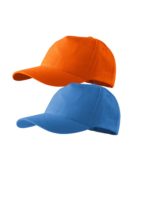 Set 2 sepci unisex 5p, 100% bumbac, marime universala, Portocaliu/Albastru azur, Universal