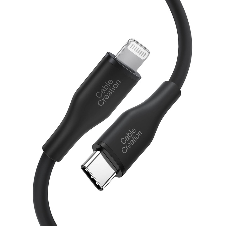 CableCreation® USB C към Lightning Type MFI сертифициран мек силикон, 1,8 м черен