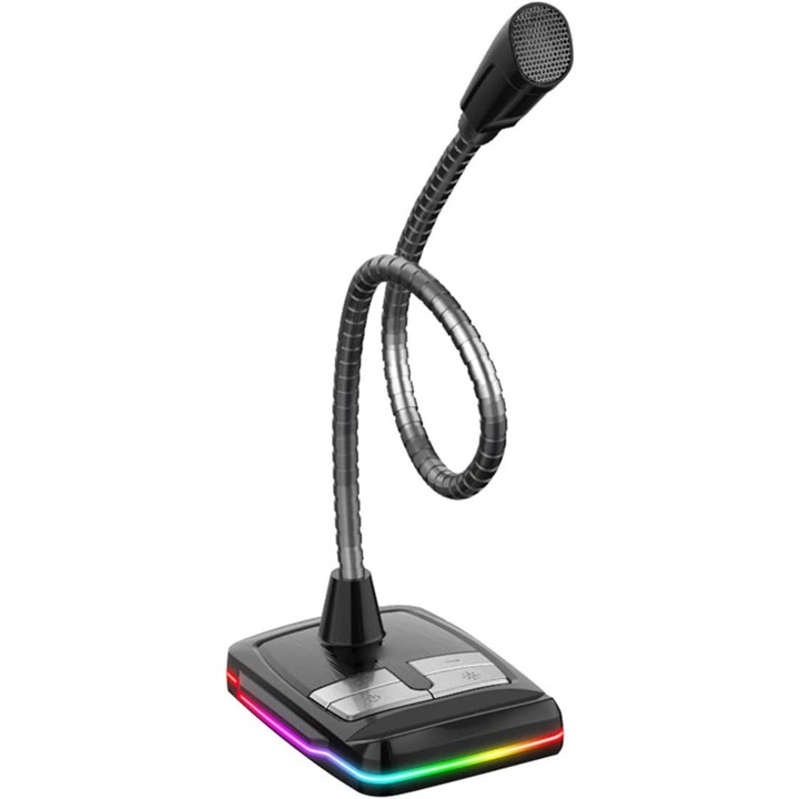 Microfon Gaming Varr VGMD1, Iluminare RGB, Conexiune USB, Negru