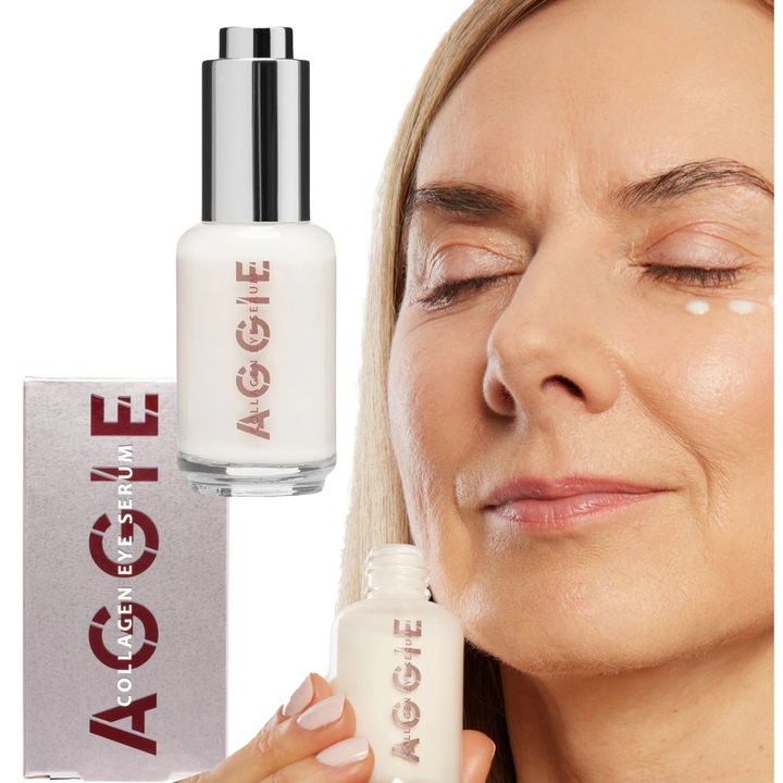 Serum Pentru Ochi, Aggie, Cu Colagen, Uleiul de Argan, Uleiul de Macadamia, Antirid si Hidratant, Ingrijire Zilnica, Antirid si Netezitor, Piele Matura 50+, 30 ml