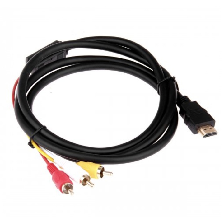 HDMI-3 RCA kábel, fekete, 1,5 m hosszú