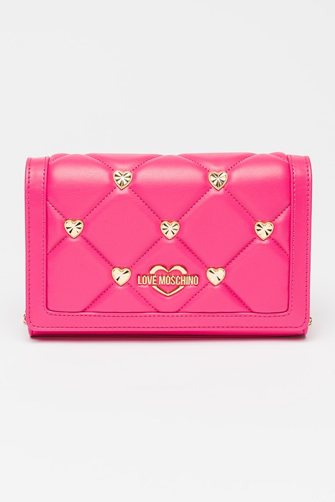 Love Moschino, Geanta crossbody matlasata cu bareta din lant, Fucsia