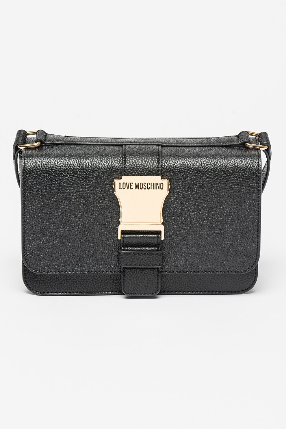 Love Moschino, Geanta crossbody din piele cu catarama, Negru eMAG.ro