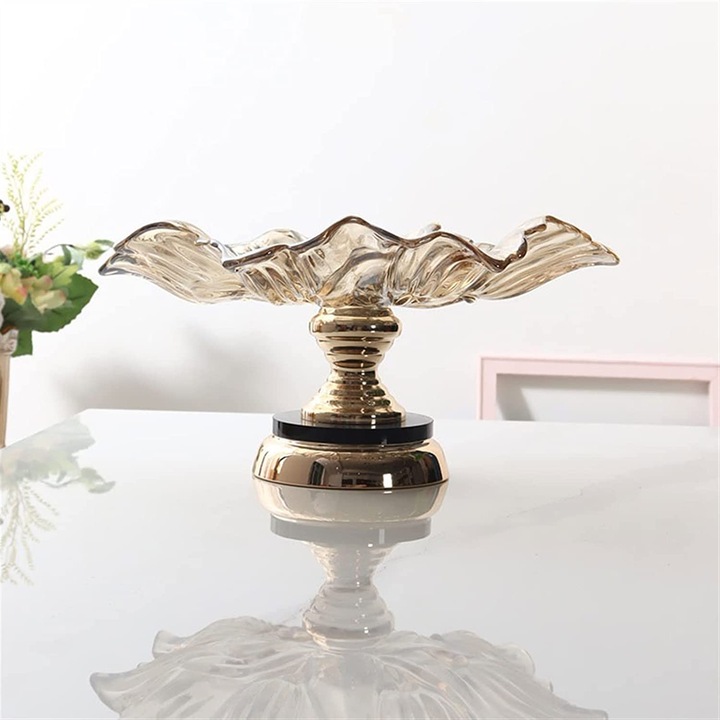 Platou servire/expunere cu picior, Cairo, pentru fructe/prajituri/branzeturi, 33x33x14cm