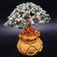 Bonsai természetes zöld aventurin kristályokkal és arany alappal, a "pénzfa" becenévvel - A 25 cm magas fa tökéletes ajándék a jóléthez, a sikerhez, a pozitív energiához - Copy