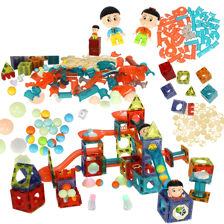 Set de constructie Magnetic Light 3D IdealStore, Contine 202 piese magnetice luminoase, Stimuleaza Imaginatia si Creativitatea, Distractie garantata in familie, Magneti Neodim, Multicolor