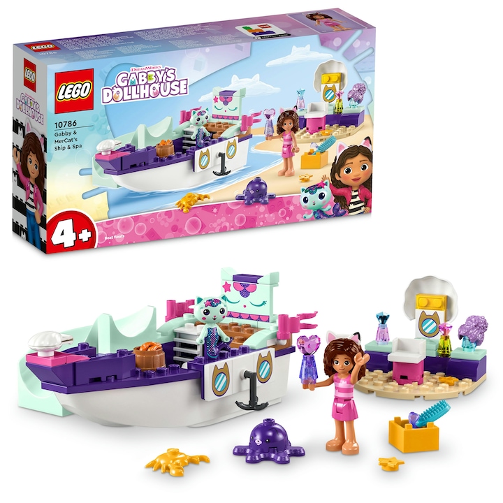 LEGO® Gabby's Dollhouse 10786 Gabi és Szirénke hajója és szépségszalonja