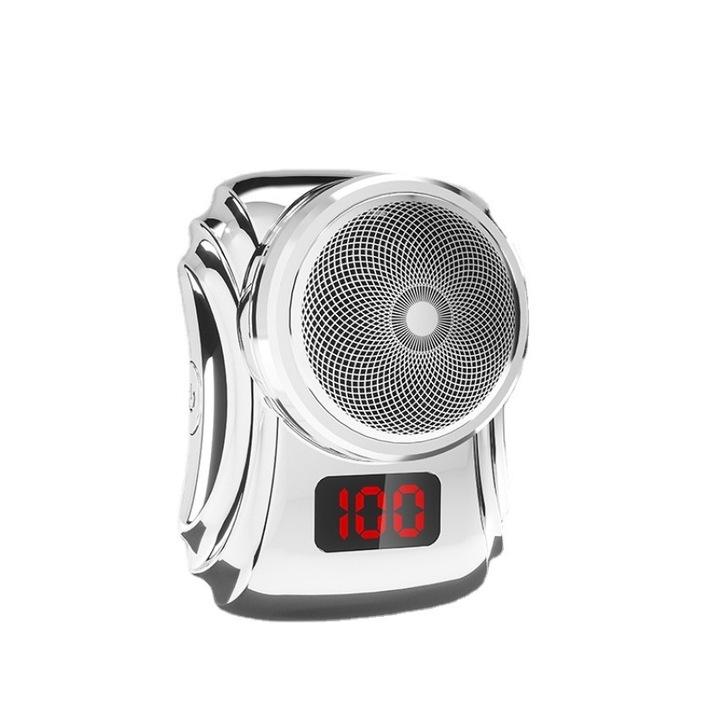 Mini Aparat de Ras Electric, Portabil, Cu Lame Rotative, Display Digital, Wireless, Waterproof, Cu Incarcare USB, Argintiu