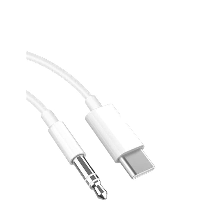 Аудио адаптерен кабел с USB Type-C щепсел към жак 3,5 мм, бял, дължина 1м