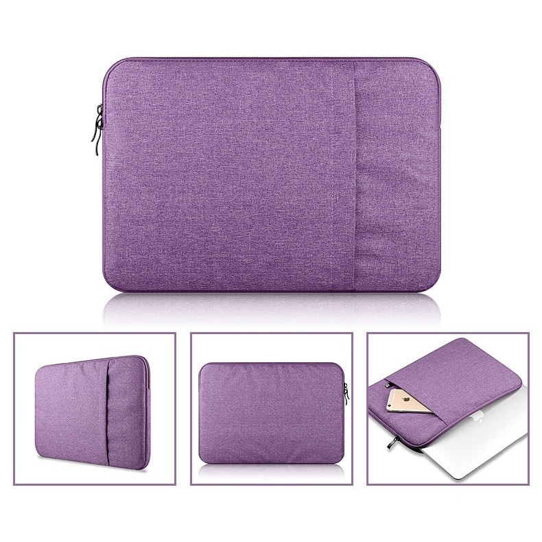 Husa de Protectie si Transport Laptop/Tableta, Dimensiune 15" Inch, Poliester/Impermeabil/Captusit la interior cu burete antisoc, Inchidere cu fermoar, Buzunar lateral, Compatibil Apple MacBook, Asus, Acer, Dell, Huawei, Mov/Violet
