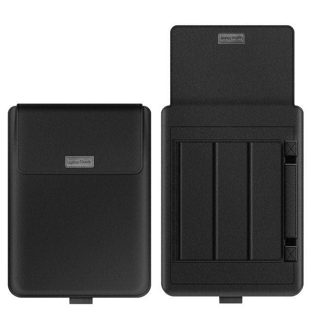 Husa Laptop 13-14 inch compatibila cu MacBook Air, MacBook Pro, Piele Ecologica, Marime Universala, 25 x 34 cm, Negru