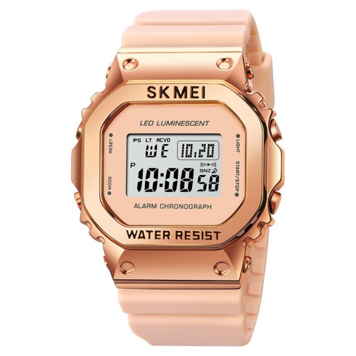 Дамски ръчен часовник Skmei Sport Casual Fashion Digital Luminous background Pink