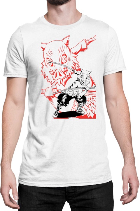 Férfi póló Demon Slayer Kimetsu no Yaiba Inosuke Hashibara 06, Fehér