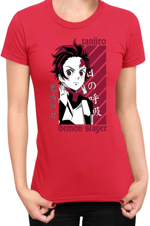Demon Slayer Kimetsu no Yaiba Tralala Tanjiro Kamado 09 Noi polo, Koptatott piros