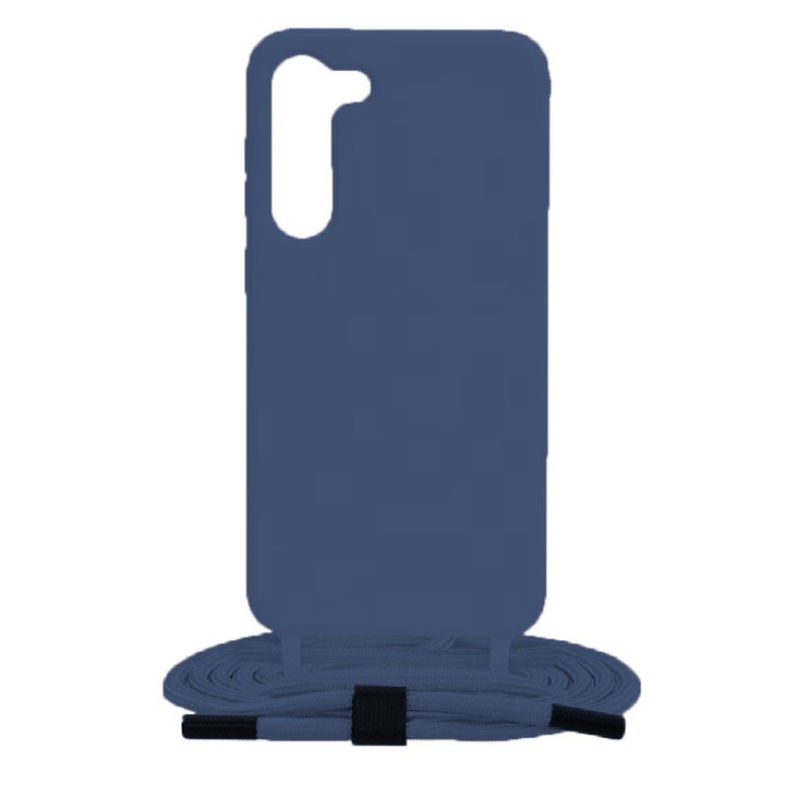 Szilikon tok kábellel Samsung Galaxy S22 Ultra készülékhez, Soft Feeling, Next Level Design, Kameravédelem, Tökéletes illeszkedés, Mikroszálas belső, Fesztivál stílusú, Hihetetlenül hozzáférhető használat, Sötétkék