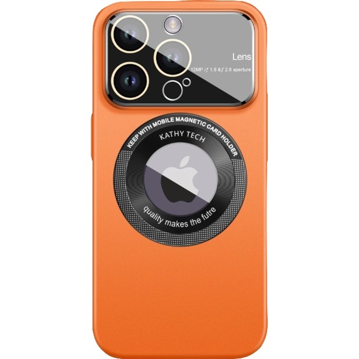 Защитен калъф Kathy Tech MagSafe, Flippy, за Apple iPhone 12 Pro, двоен кръг, оранжев