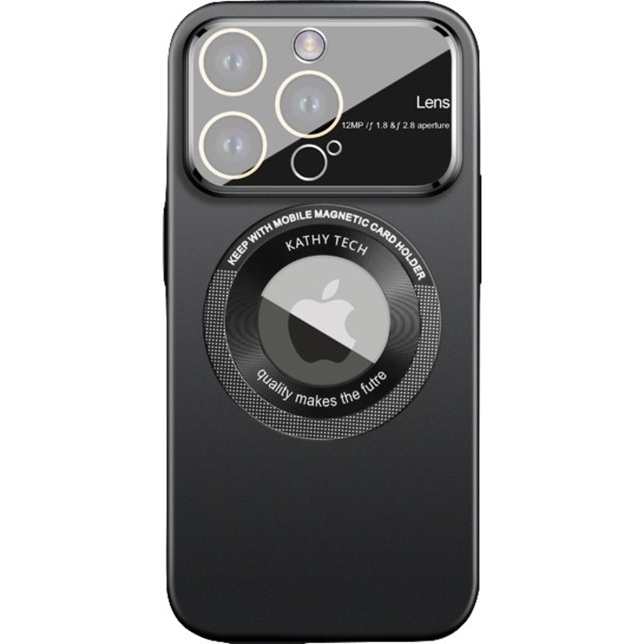 Защитен калъф MagSafe Kathy Tech Flippy за Apple iPhone 12 Pro, двоен кръг, черен