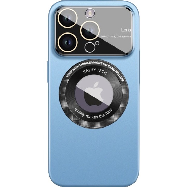 Защитен калъф Kathy Tech Flippy MagSafe за Apple iPhone 12 Pro, двоен кръг, светло син