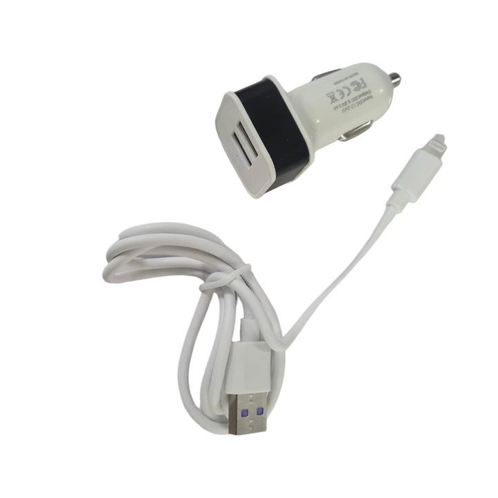 Autós töltő készlet és Lightning adatkábel, Apple kompatibilis, 3.4A, 1m. 077998