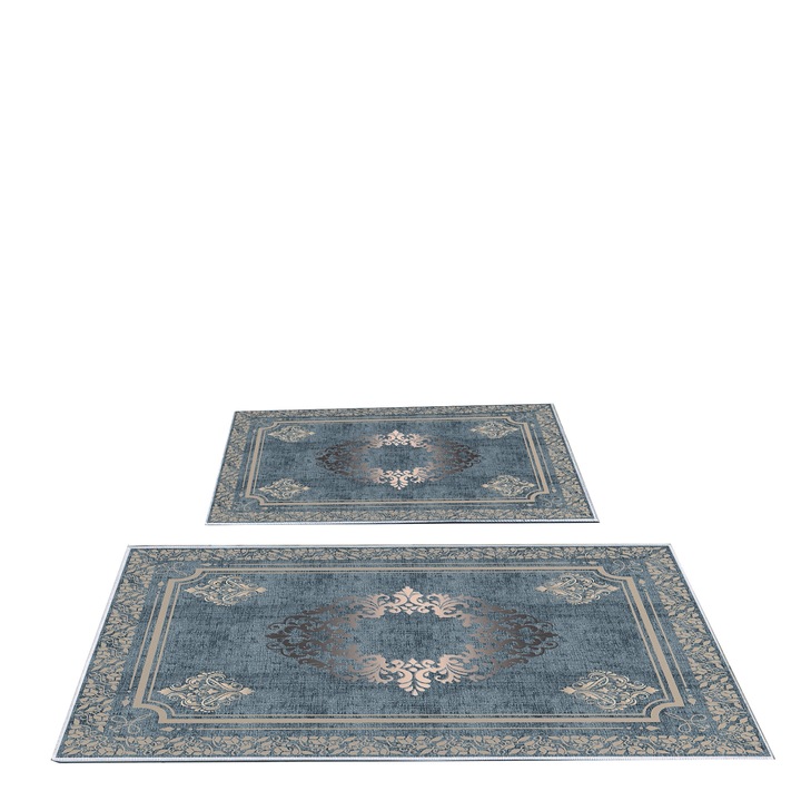 Set Covorase de baie 2 bucati Asi Home KTT4, Multicolor, 50 x 60 cm, 60 x 100 cm