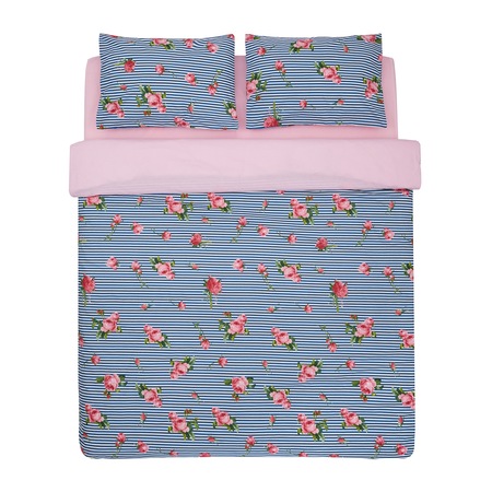 Lenjerie de pat pentru 2 persoane Rose Heinner Home, 100% bumbac 132 TC, cearsaf pilota 180x215 cm, cearsaf pat 200x220 cm, 2 fete de perna 50x70 cm, 4 piese
