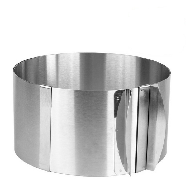 Forma tort reglabila, Inox, Inaltime 14 cm, Diametru 15-30 cm, Argintiu