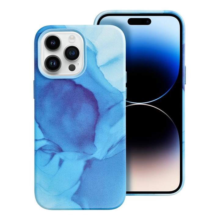 Husă Leather Mag G-Tech, Albastru, compatibilă cu MagSafe, pentru iPhone 12 Pro Max, dimensiuni 10x15x22cm