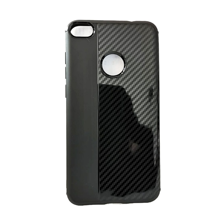 Husa compatibila cu Huawei P8 Lite 2017, Vertical Carbon Fiber Texture, Slim Armor, Brushed TPU, Negru