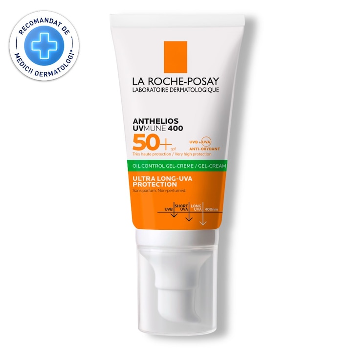 Gel-crema cu protectie solara pentru tenul sensibil si intolerant la soare La Roche-Posay Anthelios SPF 50+, efect matifiant, 50ml