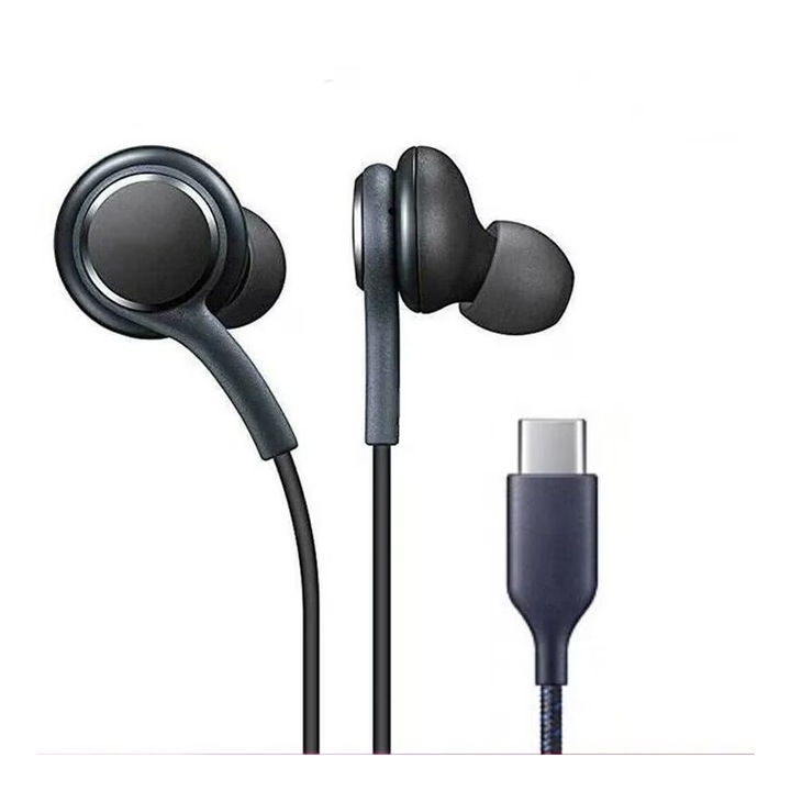 USB Type-C аудио слушалки, съвместими с AKG Samsung Galaxy S10 5G/NOTE 10/NOTE 10 Plus/S20 4G/S20 5G /S20 Plus, черни