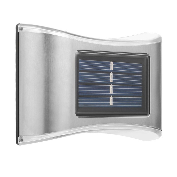 Flippy LED соларна лампа, ABS/Поликарбонат, водоустойчивост IP65, 6 LED, за стена, стъпала, бордюри, тераса, 1.2V, 600mah, 10 x 6.5 cm, два метода на монтаж, топла бяла светлина, сиво