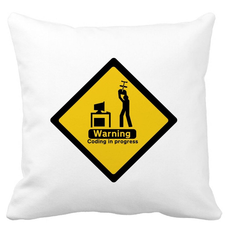 Kódolás folyamatban matt négyzet alakú dekoratív párnahuzat, 40x40 cm