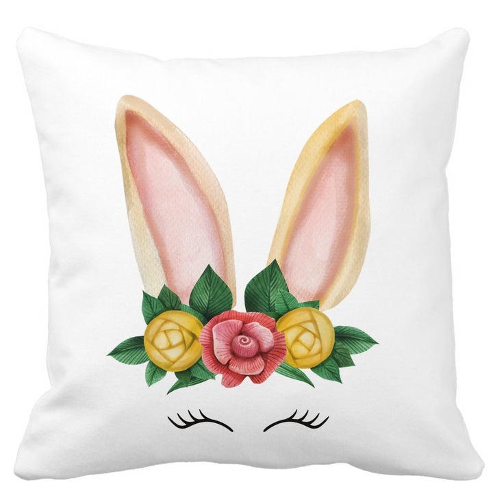 Virágos Rabbit Mat négyzet alakú dekoratív párnahuzat, 40x40 cm