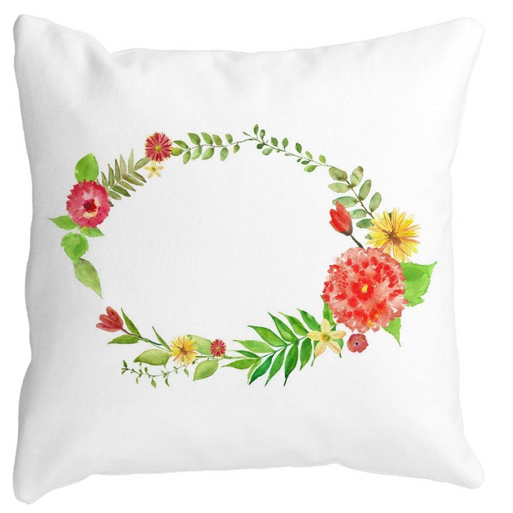 Dekoratív mat Square nyári virágos párnahuzat, 40x40 cm