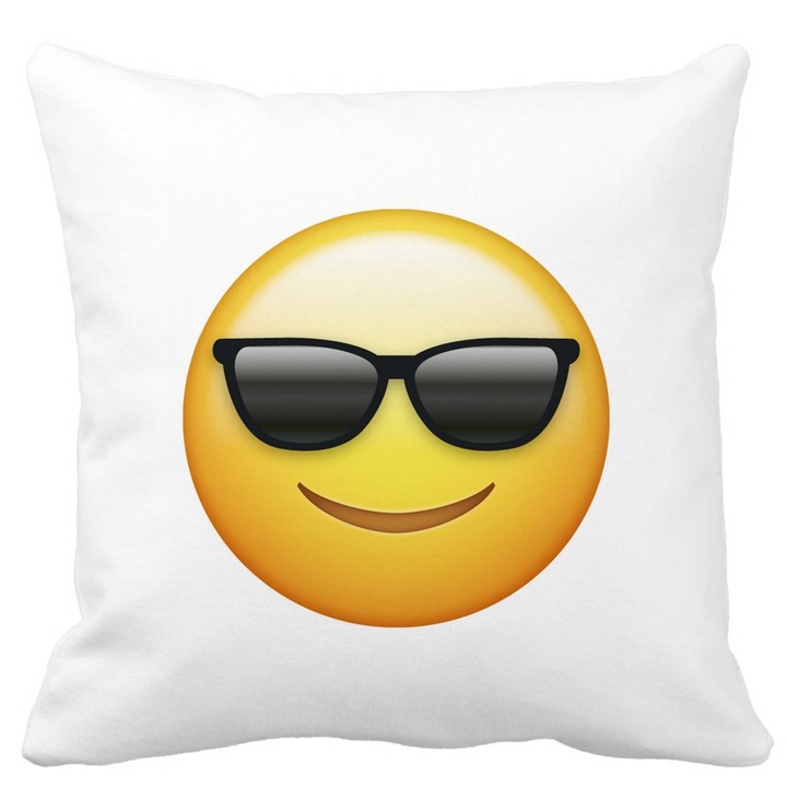 Négyzet alakú matt dekorpárnahuzat Emoji arc szemüveggel, 40x40 cm