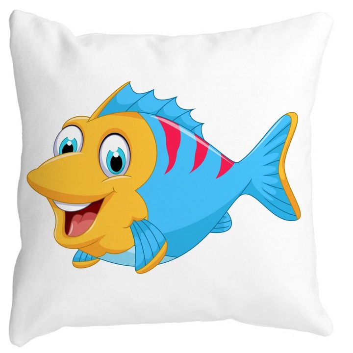 Dekoratív négyzet alakú párnahuzat gyermekszőnyeg kék felett, 40x40 cm