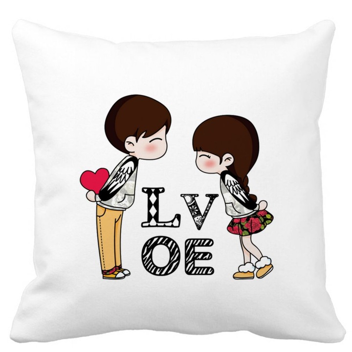 Fata de Perna Decorativa Patrata Mata Super Love, 40x40 cm