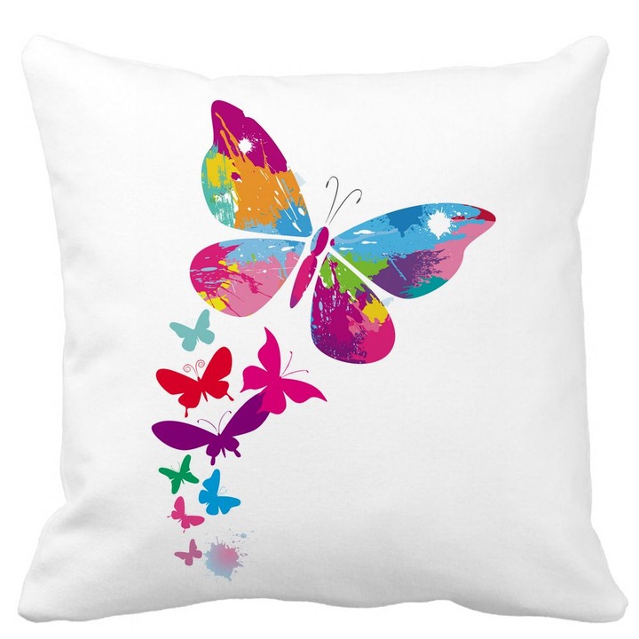 Színes Butterfly matt négyzet alakú dekoratív párnahuzat, 40x40 cm