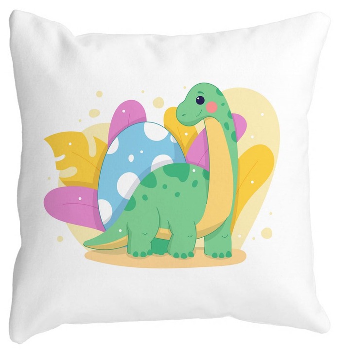 Négyzet alakú dekoratív párnahuzat Sárga zöld dinoszaurusz szőnyeg, 40x40 cm